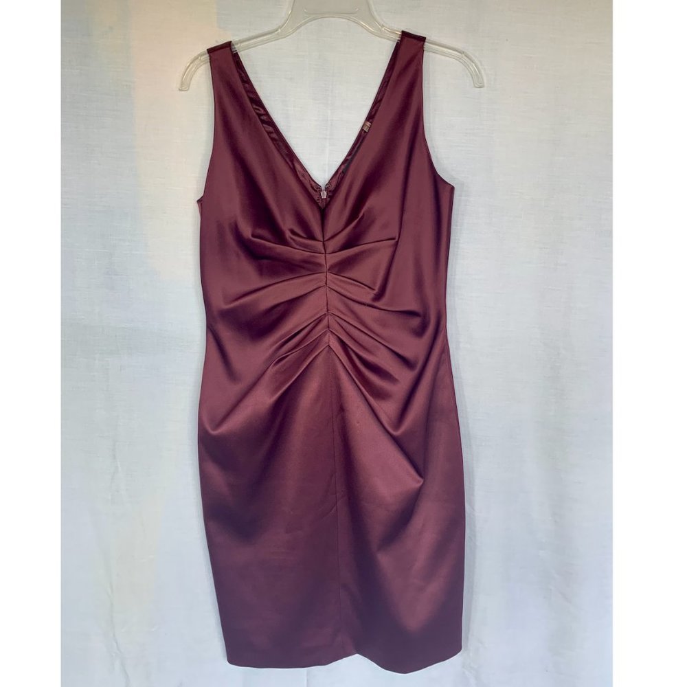 Tahari Holiday Burgundy Stretch Satin Dress - Sz 6